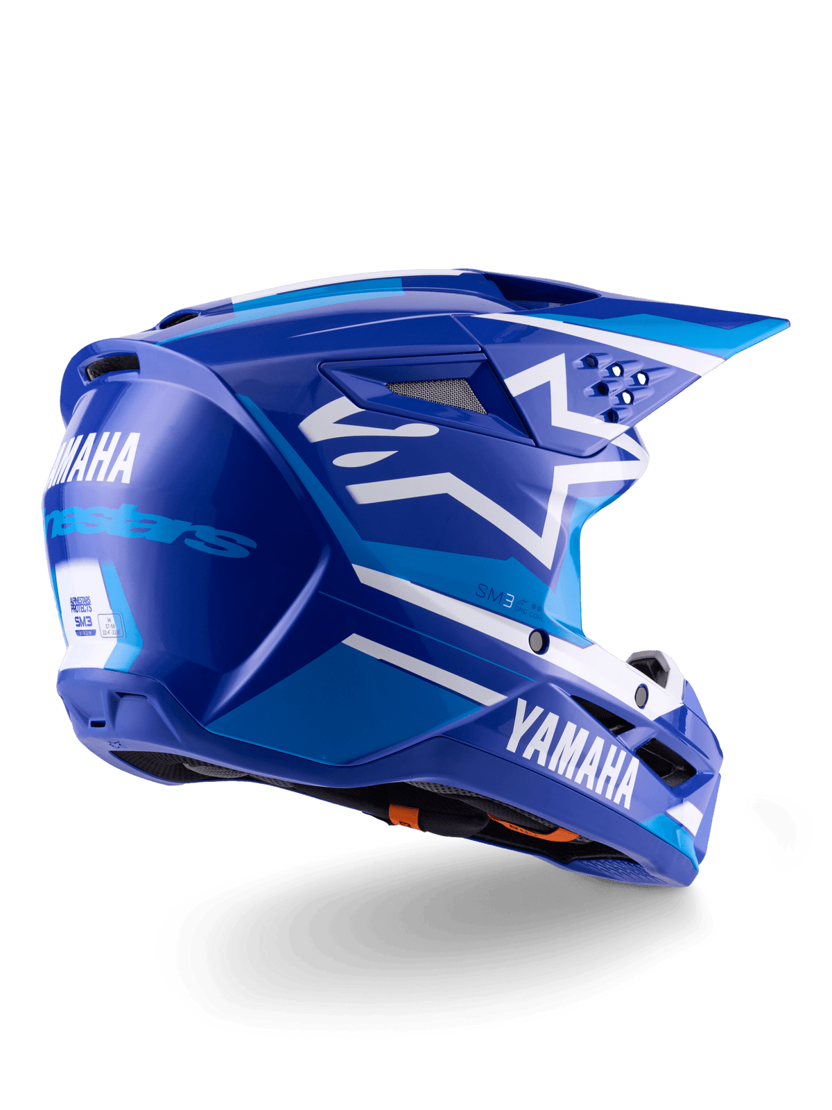 Alpinestars Yamaha S-M3 ECE 22.06 Casque – Bleu blanc brillant - MxProStoreParts