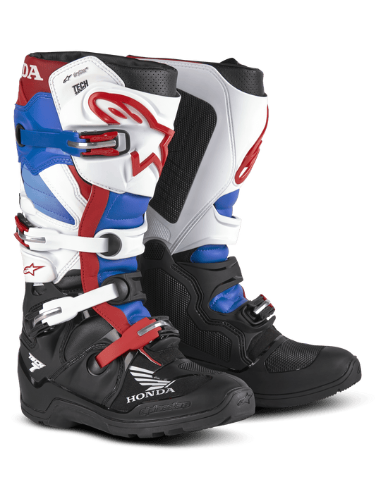 Alpinestars Honda Tech 7 Enduro Drystar® Bottes – Noir blanc bleu rouge clair