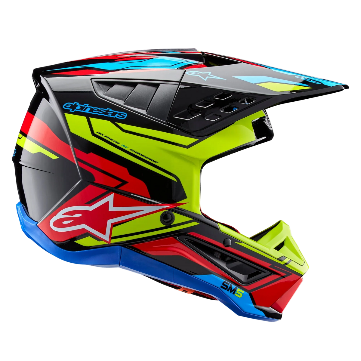 Alpinestars S-M5 Action 2 ECE 22.06 Helm – Zwart geel fluo helder rood g - MxProStoreParts