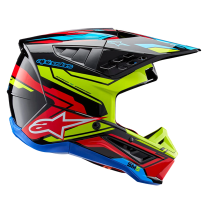 Alpinestars S-M5 Action 2 ECE 22.06 Helm – Zwart geel fluo helder rood g - MxProStoreParts