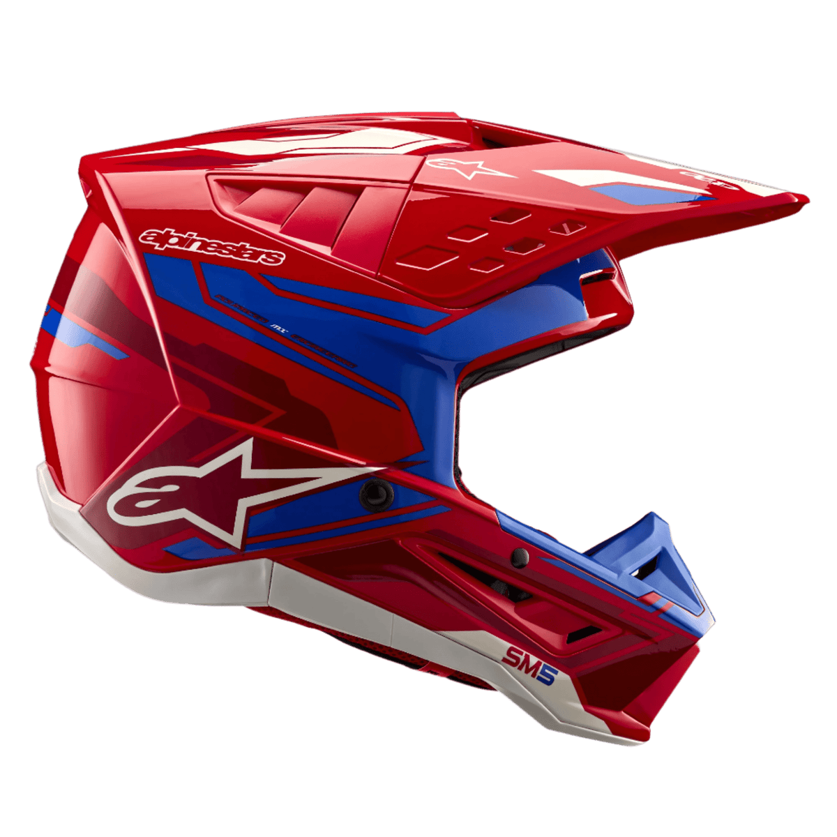 Casque Alpinestars S-M5 Action 2 ECE 22.06 – Rouge et bleu brillant transparent - MxProStoreParts