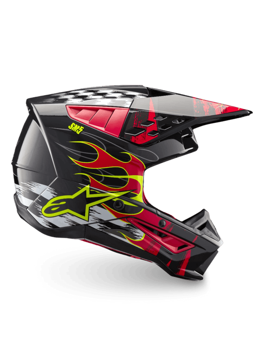 Alpinestars S-M5 Rash ECE 22.06 Casque – Gris foncé rouge vif brillant