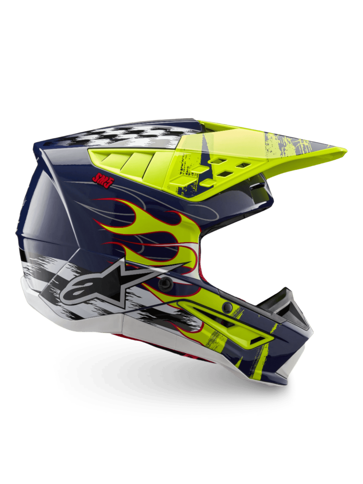 Alpinestars S-M5 Rash Casco ECE 22.06 – Azul marino noche amarillo flúor brillante - MxProStoreParts