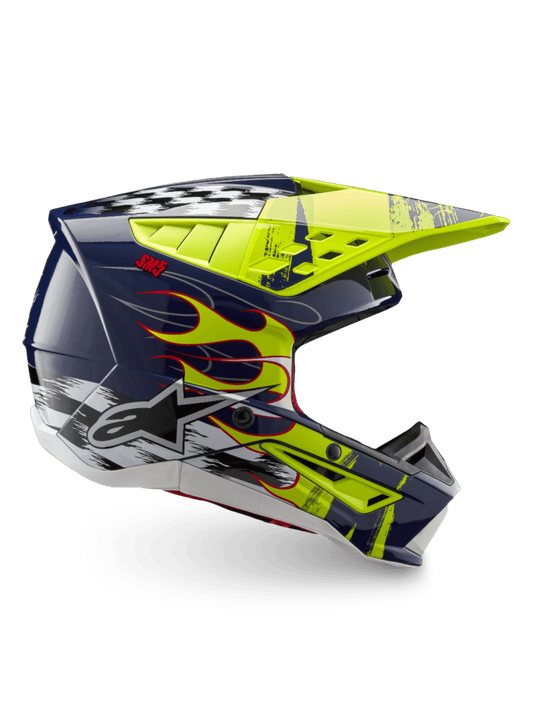 Alpinestars S-M5 Rash Casco ECE 22.06 – Azul marino noche amarillo flúor brillante
