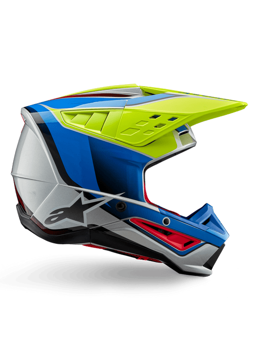 Alpinestars S-M5 Casque Sail ECE 22.06 – Jaune fluo, émail bleu et argent g