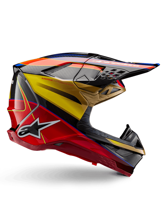 Alpinestars Supertech M10 Era ECE 22.06 Casque – Jaune doré, rouge rio brillant