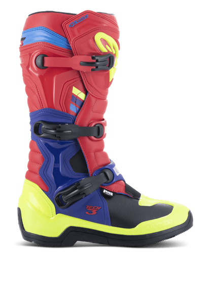 Alpinestars Tech 3 Bottes – Rouge vif bleu foncé jaune fluo - MxProStoreParts