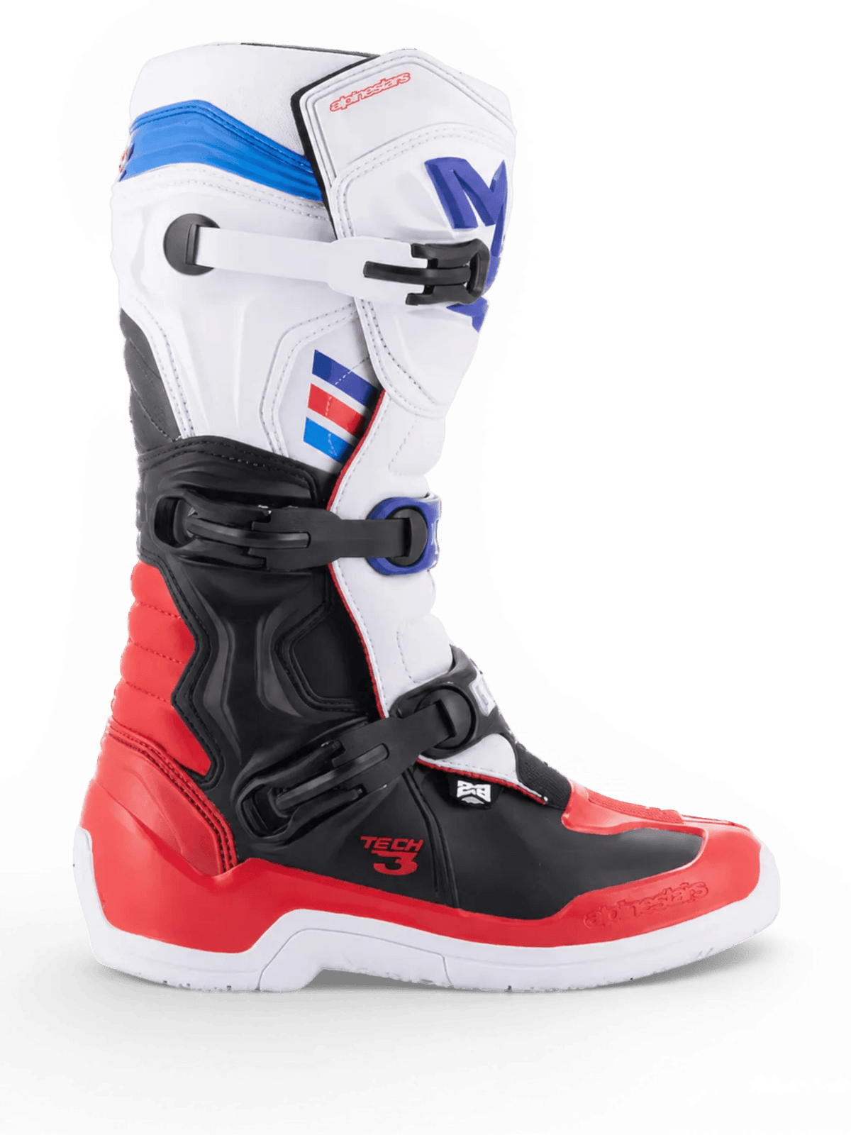 Alpinestars Tech 3 Botas – Blanco, rojo brillante, azul oscuro - MxProStoreParts