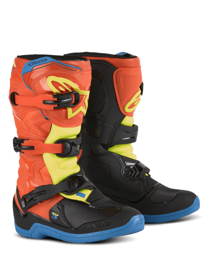 Alpinestars Jeugd Tech 3S Laarzen – Oranje fluo email blauw geel fluo - MxProStoreParts