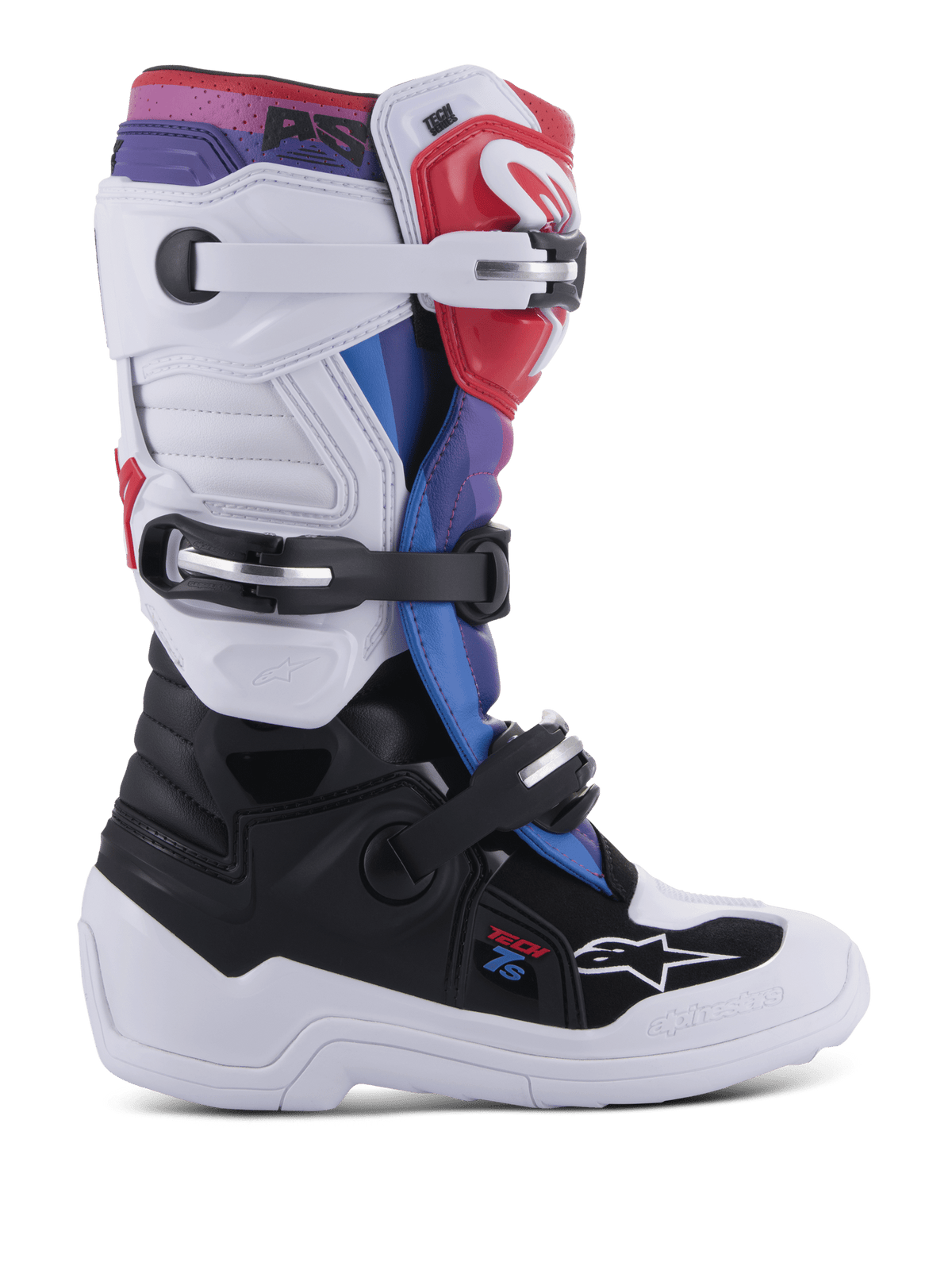 Alpinestars Jeunes Tech 7S Bottes – Blanc noir arc-en-ciel - MxProStoreParts