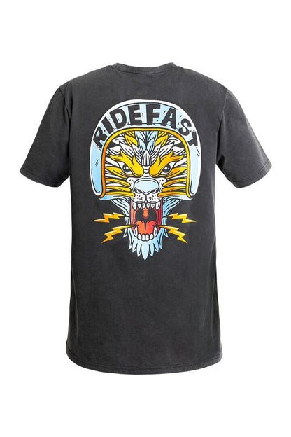 JOHN DOE Lion T-shirt voor heren, verwassen zwart, XL - MxProStoreParts