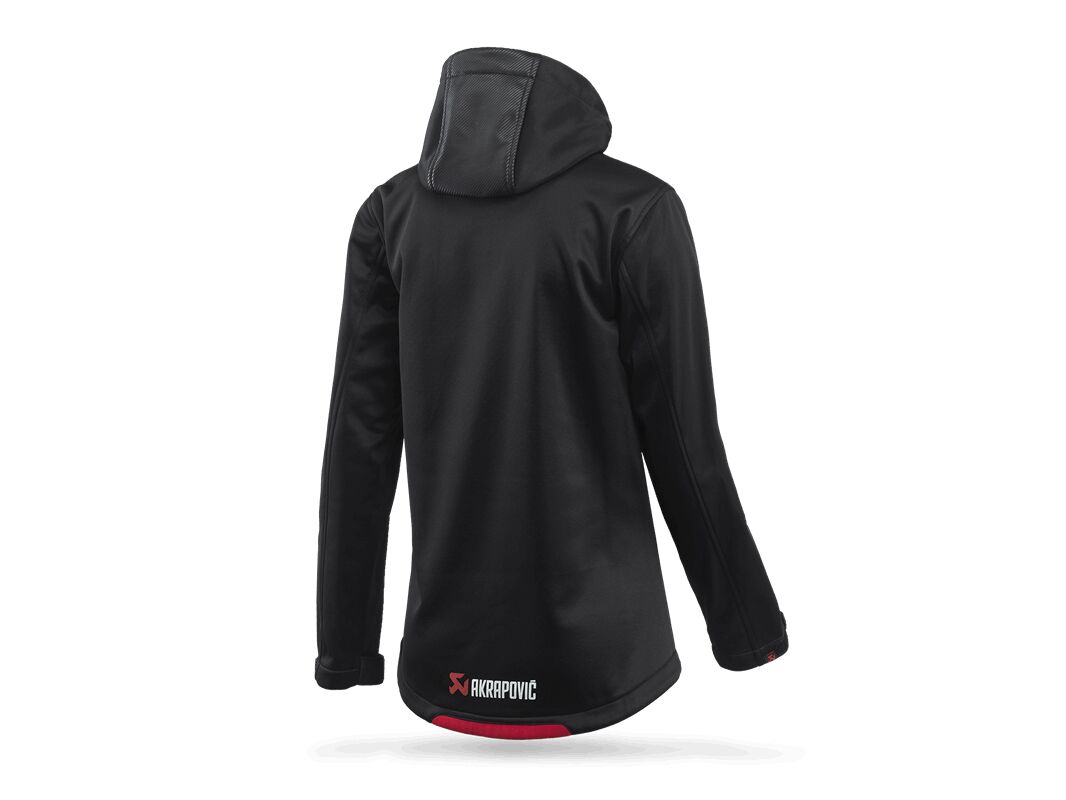 AKRAPOVIC Corpo softshelljas voor dames, zwart/rood, maat S - MxProStoreParts