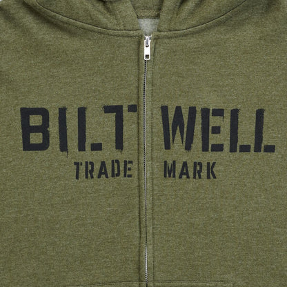 BILTWELL Stencil Zip herenvest met capuchon, olijfgroen, maat S - MxProStoreParts