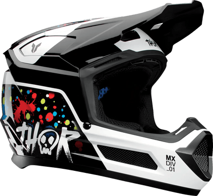 THOR Fleet Splat casco de cross para jóvenes – Negro/Azul/Rojo/Blanco/Amarillo - MxProStoreParts