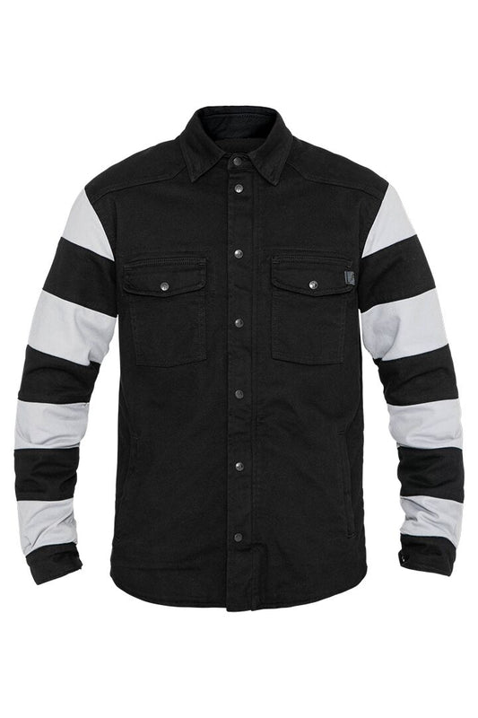 JOHN DOE Motoshirt herenjas zwart/wit 5XL