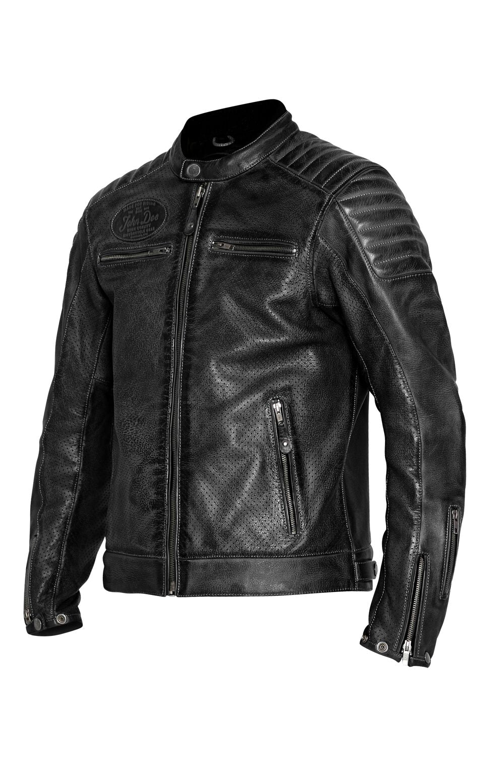 JOHN DOE Storm leren herenjas zwart 2XL