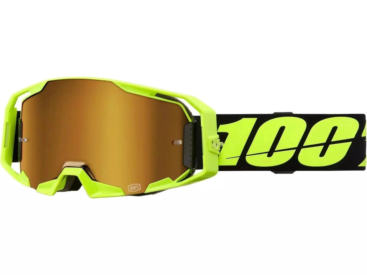 100% Procent Armatic Fluo Black Lens Gold Mirrored Motorcycle Goggles - Motocross Goggles - MxProStoreParts