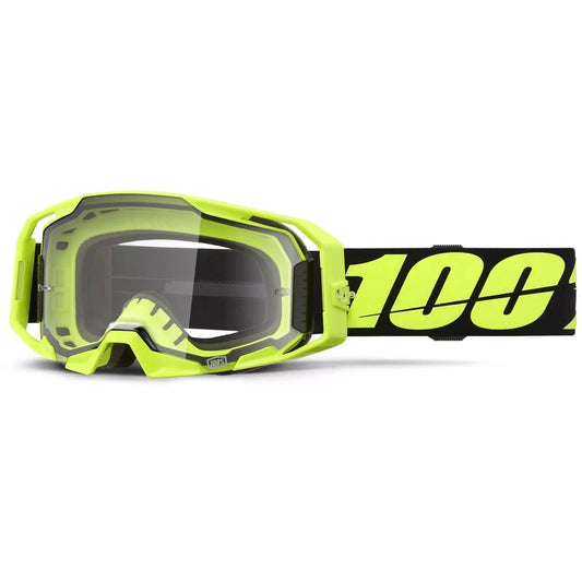 100% Armatic Neon Fluo Black Transparent Lens Motorcycle Glasses - 50059-00004