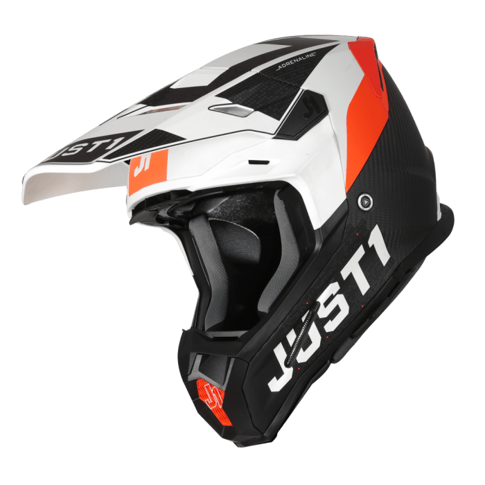Just1 J-22 C Casque de Motocross Adrenaline Orange Blanc Carbone Mat - MxProStoreParts