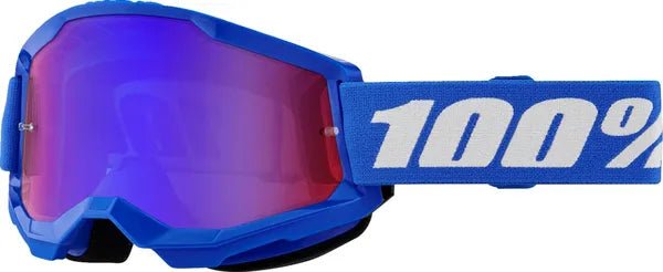 100% Strata 2 crossbril blauw/wit/paars – blauwe/rode spiegellens - MxProStoreParts