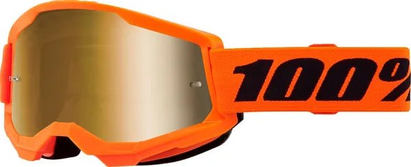 100% Strata 2 crossbril zwart/goud/oranje – gouden spiegellens - MxProStoreParts