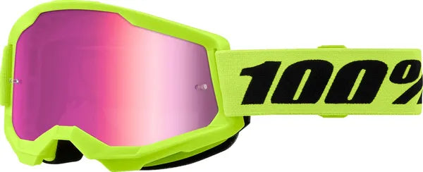 100% Strata 2 crossbril zwart/roze/fluor geel – roze spiegellens - MxProStoreParts