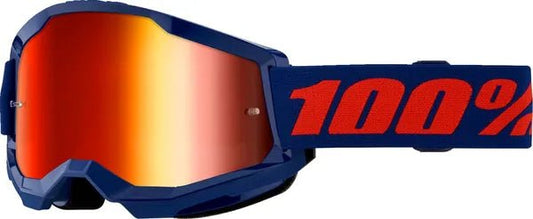 100% Strata 2 crossbril donkerblauw/rood – rode spiegellens