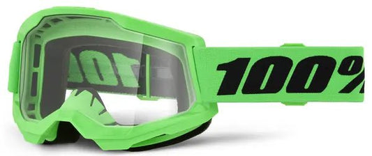 100% Strata 2 crossbril zwart/fluor groen – heldere lens
