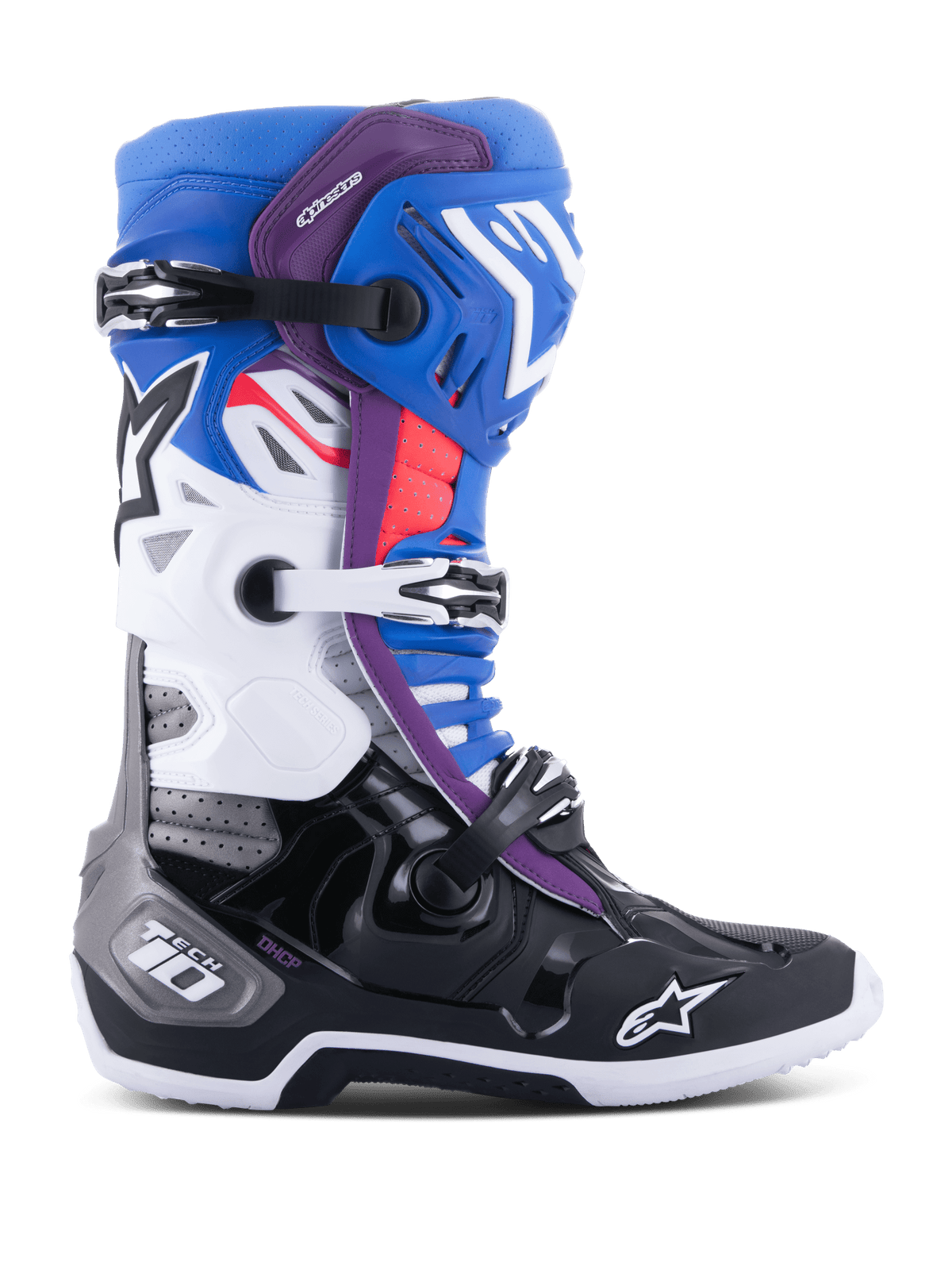 Alpinestars Tech 10 Supervented Botas de Cross – Negro / Azul Eléctrico / Morado / Blanco - MxProStoreParts