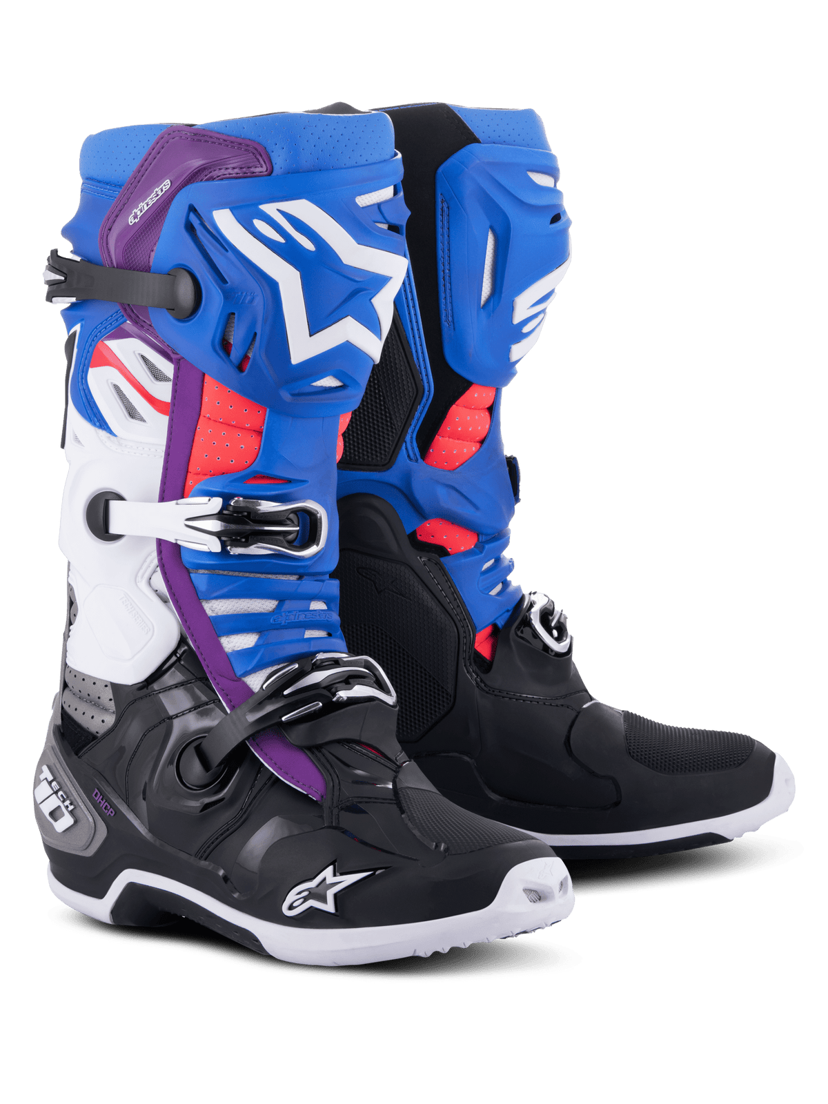 Alpinestars Tech 10 Supervented Botas de Cross – Negro / Azul Eléctrico / Morado / Blanco - MxProStoreParts