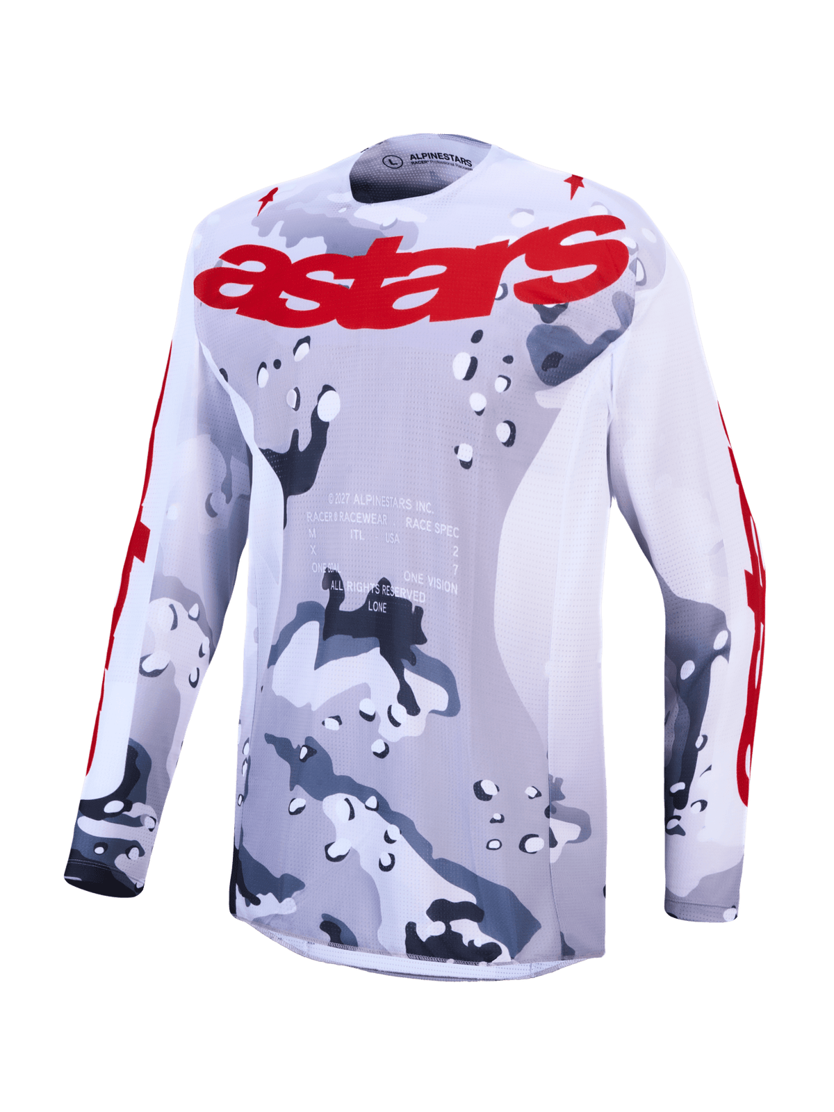 Alpinestars Racer Air Lone Maillot 2027 – Gris Camo Blanc Feu Rouge - MxProStoreParts