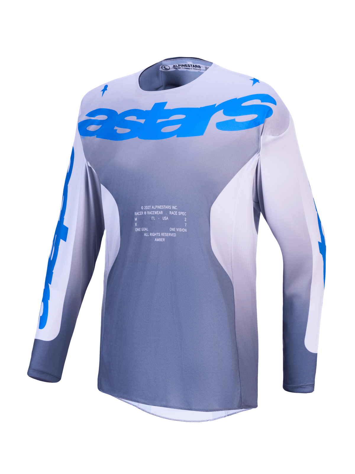 Alpinestars Racer Amber Maillot 2027 – Gris cendré, Lilas clair, Bleu UCLA - MxProStoreParts