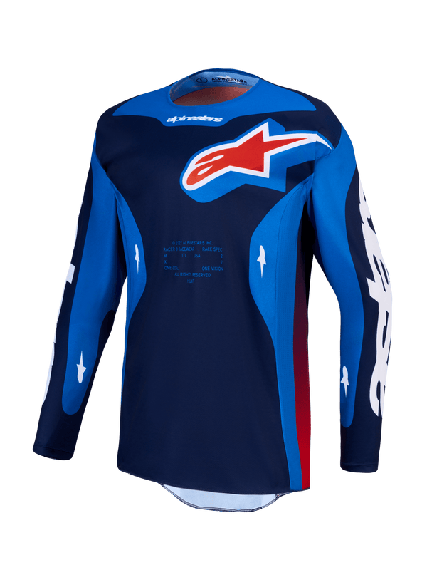Alpinestars Racer Hunt Jersey 2027 – Bleu intense, bleu profond, rouge feu