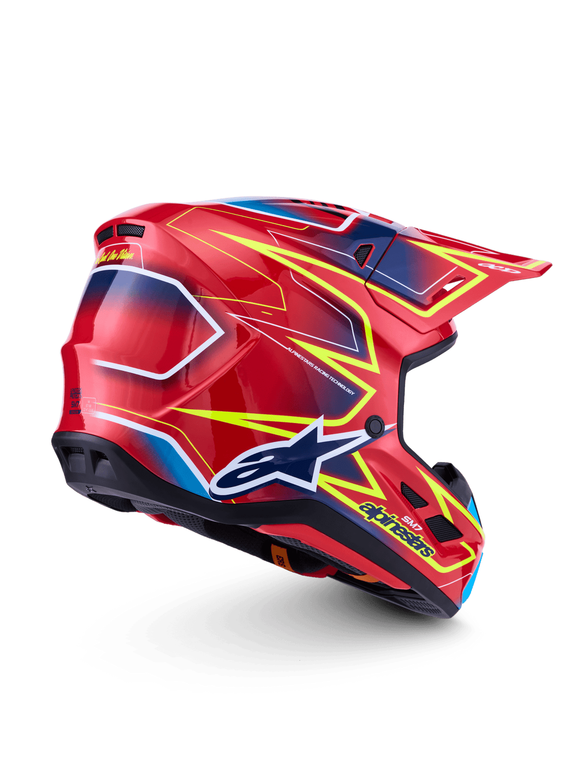 Alpinestars S-M7 Cast Helmet ECE 22.06 – Red Fluorescent Yellow Blue Glossy - MxProStoreParts
