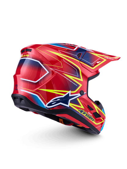 Alpinestars S-M7 Cast Helmet ECE 22.06 – Red Fluorescent Yellow Blue Glossy - MxProStoreParts