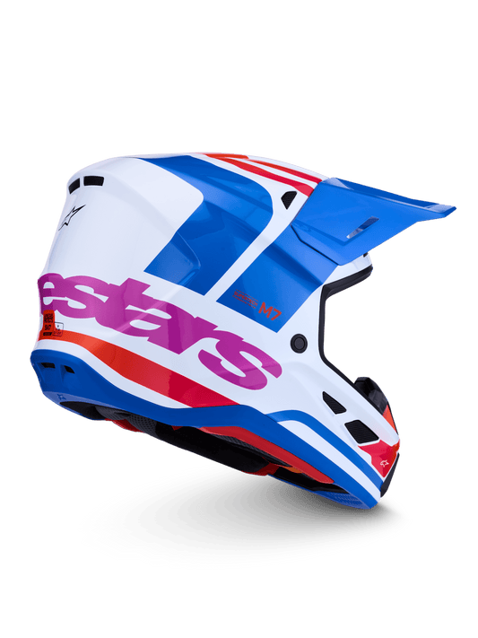 Alpinestars S-M7 Core Helmet ECE 22.06 – White Blue Orange Pink Glossy