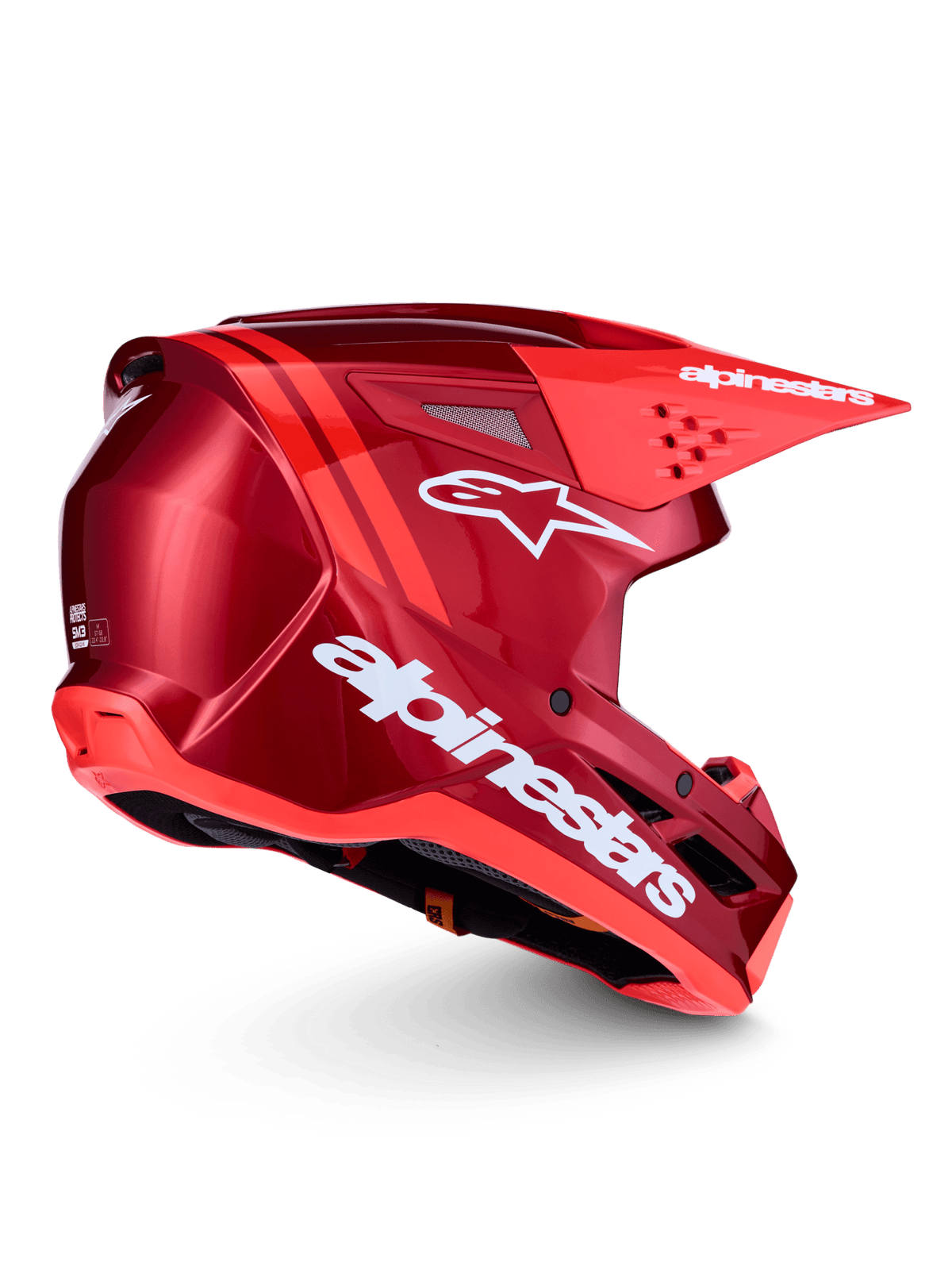 Alpinestars S-M3 Radium Casque ECE 22.06 – Rouge Motif Rouge Fluo Blanc Brillant - MxProStoreParts