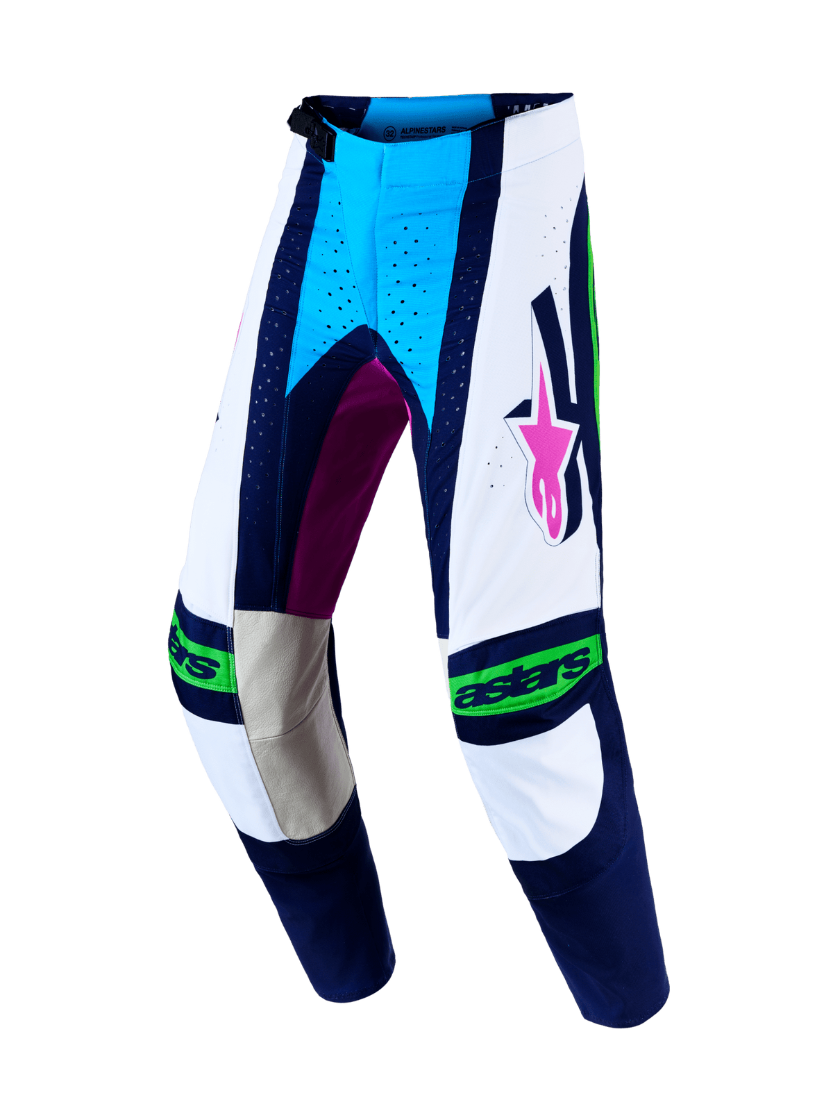 Alpinestars Techstar Maven Pants 2027 – White Blithe Blue Fluorescent Green - MxProStoreParts