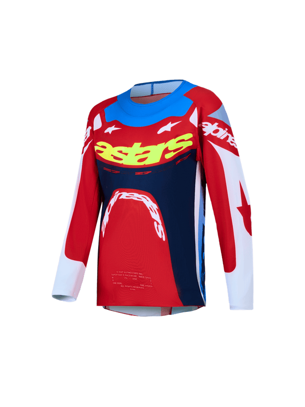 Alpinestars Youth Supertech Dyna Jersey 2027 – Fire Red White Navy Blue