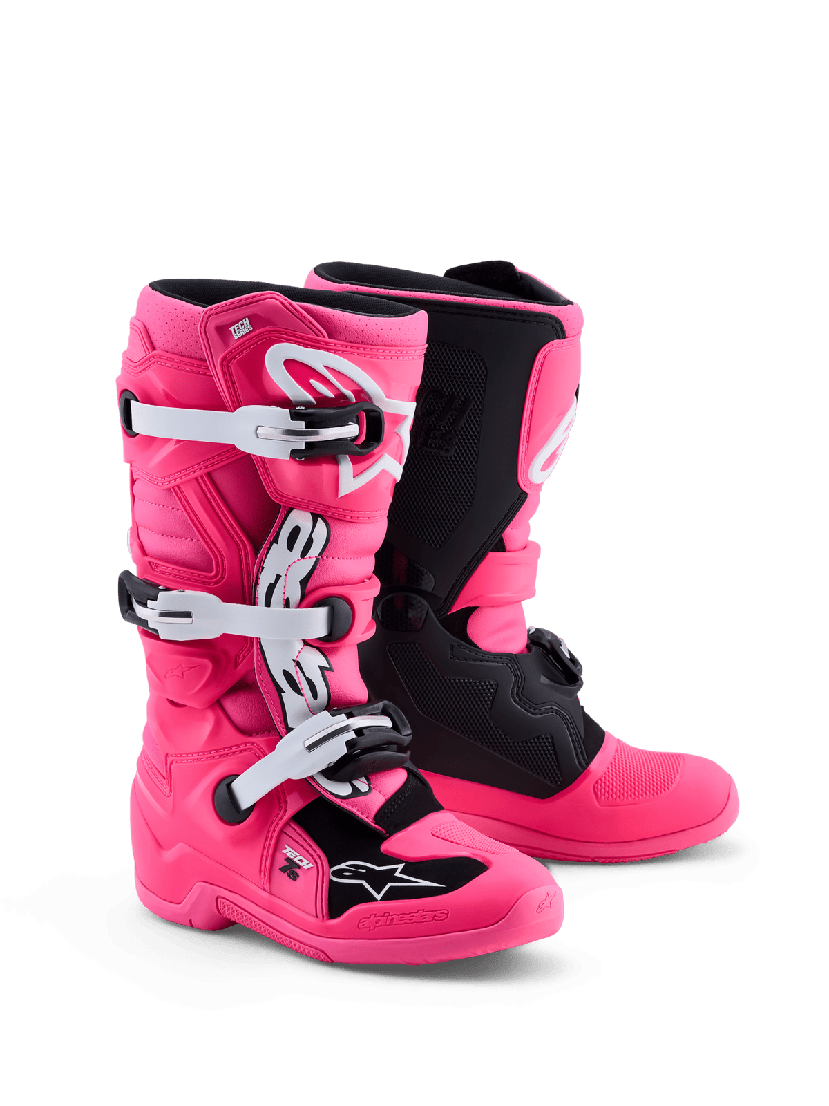 Alpinestars Jeunesse Tech 7S Bottes – Rose Fluo Noir et Blanc - MxProStoreParts