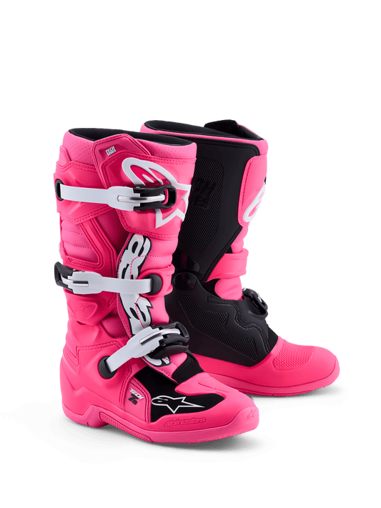 Alpinestars Youth Tech 7S Boots – Fluorescent Pink Black White